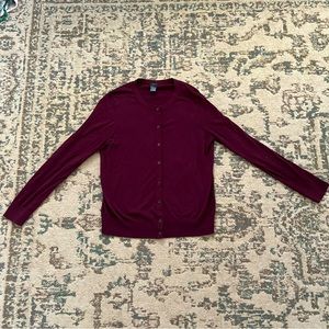 Ann Taylor Cotton cardigan in Burgundy